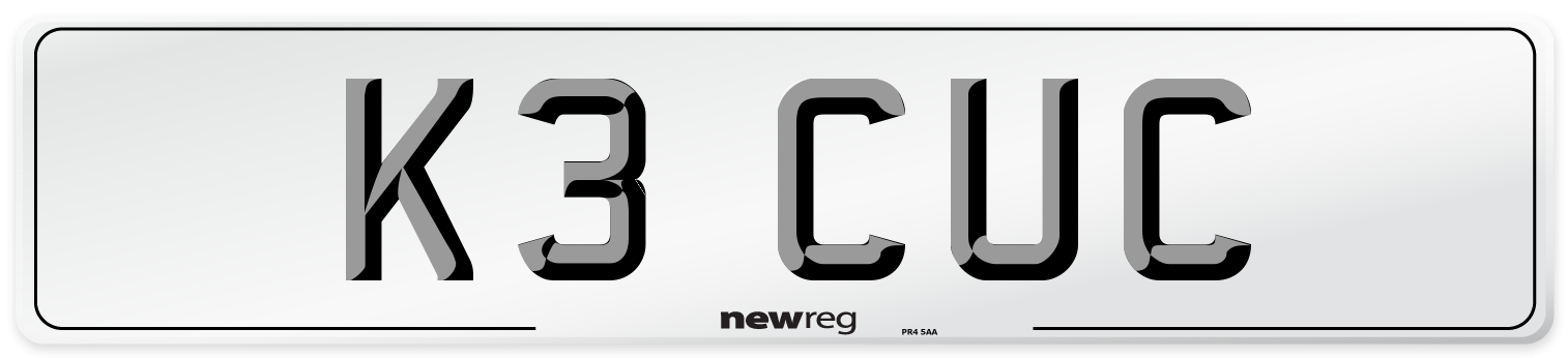 K3 CUC Number Plate from New Reg